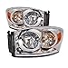HEADLIGHTSDEPOT Halogen Headlights Chrome Housing Compatible with Dodge Ram 1500 2500 3500 (Pair)