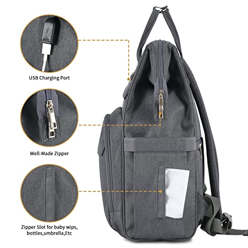 Diaper Bag Backpack, Mokaloo Large Baby Bag for Boys & Girls,Travel Backpack with USB Charging