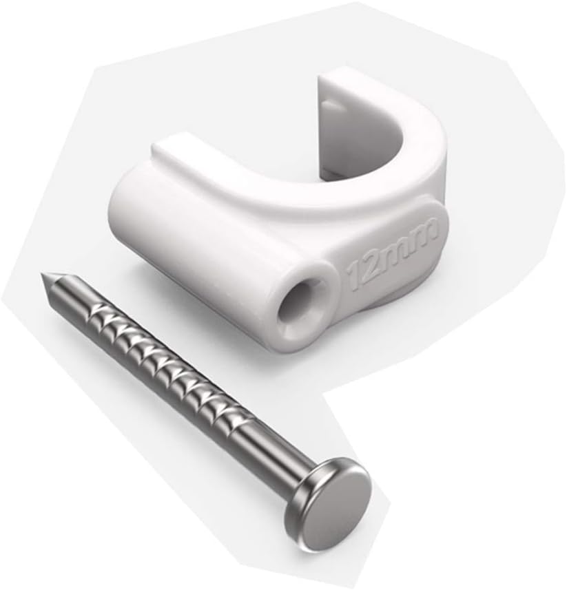RG6 Cable Clip, White (12mm, 200 Pieces Per Bag)