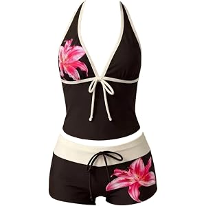 2 Piece Y2k Polka Dot Halter Bikini with Shorts 2000s Bathing Suit Set Summer Vacation Cute Beach Tankini Swimsuit