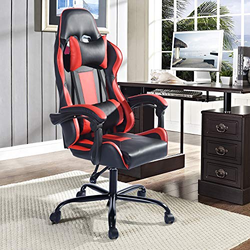 Aingoo Gaming Computer Chair Red High Back Ergonomic Racing Chair Swivel Chair Headrest Lumbar Support
