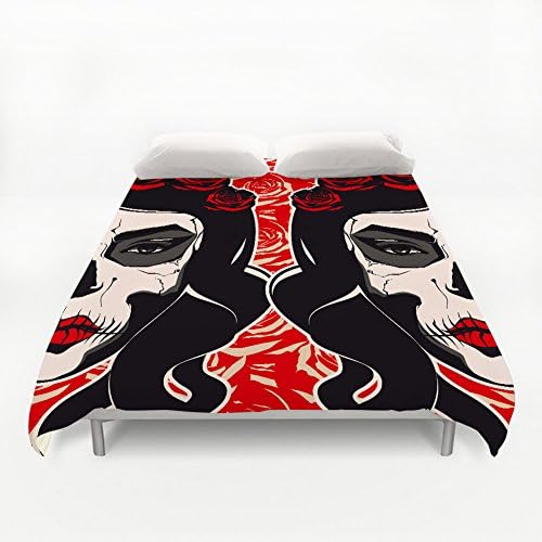 NLBH Designs Sugar skull girl face day of the dead duvet cover 4 sets (KING 104" 88")