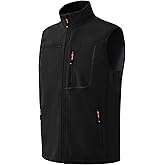 MoFiz Men's Vest Outerwear,Vest for men,Full Zip Fleece Lined Light Softshell Windproof Sleeveless Jacket for Hiking Golf