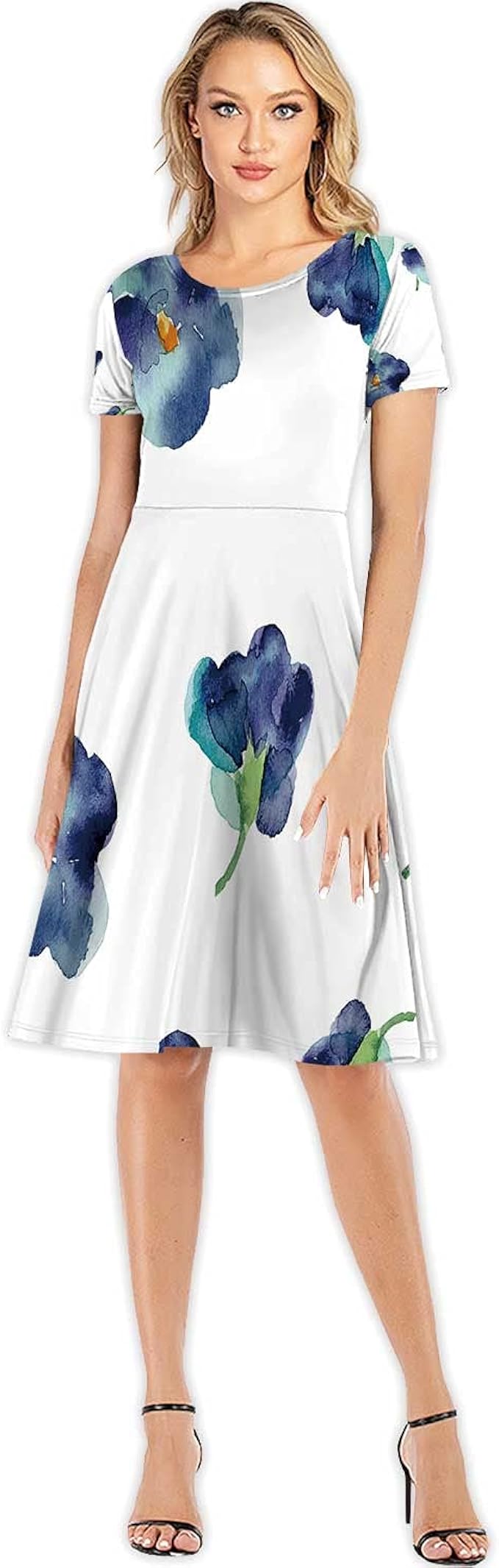 Women's Slim Short Dress for Party, of Violet Flowers, S at Amazon