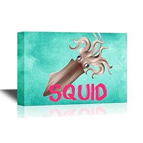 Seafood Canvas Wall Art - Squid - Gallery Wrap Modern Home Art | Ready to Hang - 12x18 inches
