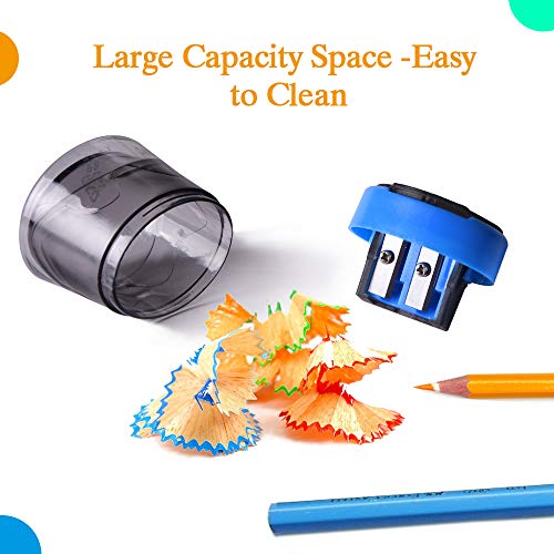 Pencil Sharpener, 12pcs Double Hole Manual Sharpener for Pencils, Colored Hand Pencil Sharpener with Rust-proof Spiral Blade for Kids School Office Home Supply