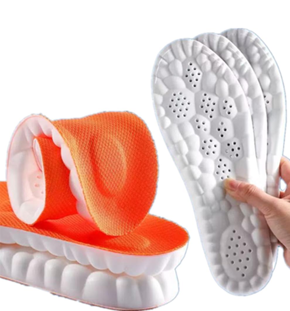 Photo 1 of 2 Pairs Cloud Insoles for Men Women,4D Cloud Technology Insole?Super Soft Comfort Insoles,U-Shape Memory Foam Inserts, Shock Absorption, Foot Pain Relief (Orange, Women: 4-8.5)