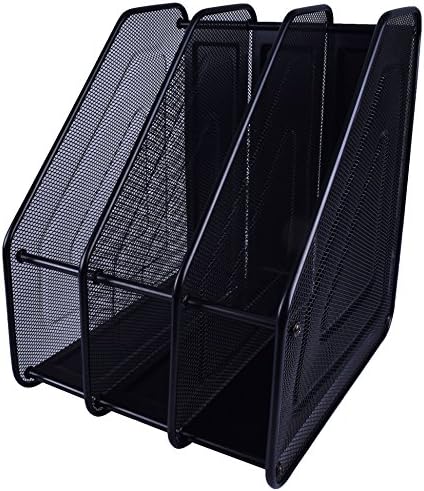 Workablez Desktop Organizer - Magazine, File &amp; Folder Storage, 3 Compartments - Onyx Black Mesh Collection