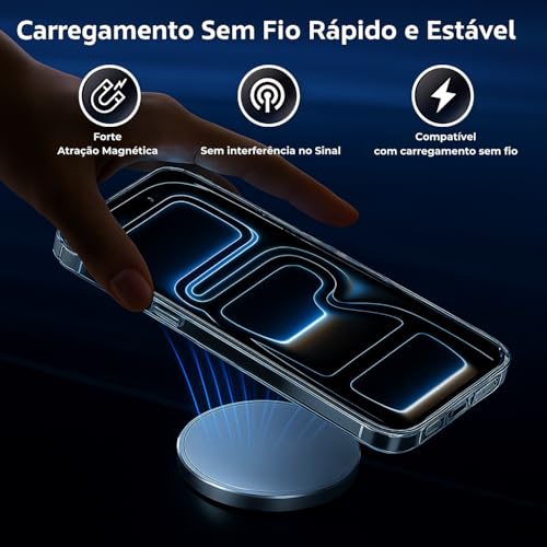 Kadaqe Capa para [iPhone 17 Pro MAX] Case Magnetica Slim com [Proteção de Camera] Premium Clear Case Transparente [Anti-Amarelamento] Compatível com MagSafe e Anti Impacto [Nivel Militar]