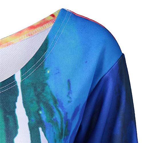 JOFOW Womens Sweatshirt,Splash Spray Colorful Rainbow Print Cold Off Shoulder Shirt Casual Long Sleeve Loose Tops (M,White-1)