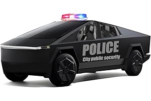 POWVAN Cyber Truck Police Car Toy Zinc Alloy Trucks with ATV Motorcycle Diecast Metal Cyber Off - Road Wagon Model Pickup 1/32 Race Cars with Sound and Lighting Effect Ideal Gift Age for 3 Year and Up