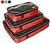 Observ Clear Packing Cubes, Red - Premium, High Strength 3 Piece Travel Organizer Set