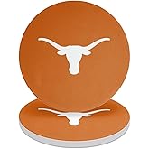 University of Texas Primary Logo Round Ceramic Coasters, Set of 2, 3.9" Ceramic Stone & Cork Base