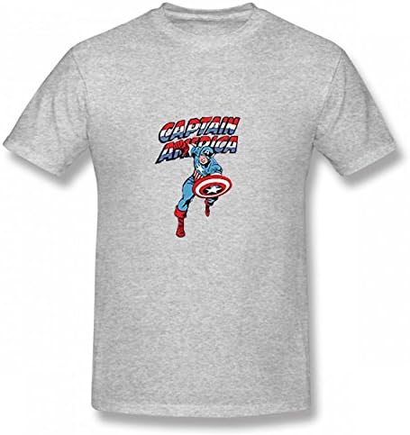 Hero Collection Captain America Red Tshirt Printed Cotton T-Shirts Tops Logo Original Men Tee Gray