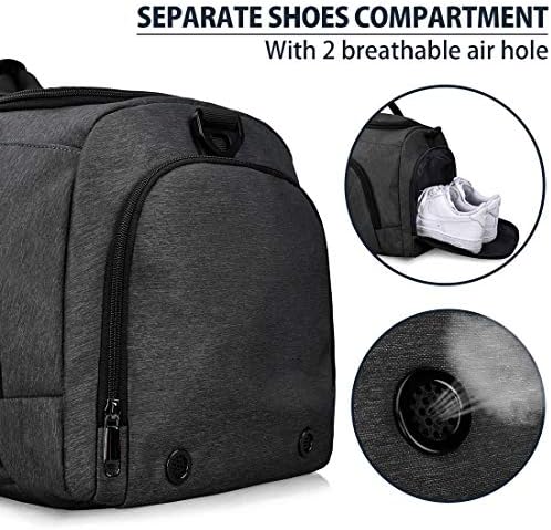 Gym Duffle Bag Waterproof Large Sports Bags Travel Duffel Bags with Shoes Compartment Weekender Overnight Bag Men Women 40L Black 2 Gym Duffle Bag Waterproof Large Sports Bags Travel Duffel Bags with Shoes Compartment Weekender Overnight Bag Men Women 40L Black