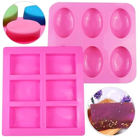 SIMUER Silikon Seifenformen 6 Hohlräume Silikonform Oval Rechteckig Seifenform Kuchenform für Craft Seife Schimmel, Kuchen DI