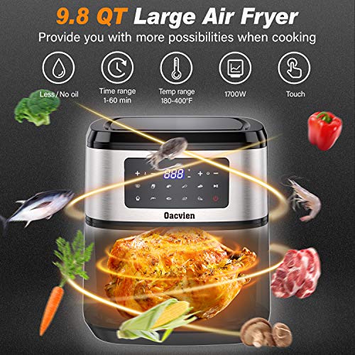 Oacvien Large Air Fryer, 9.8 Qt Air Fryers, 9 in 1 XL Air Fryer, 1700W