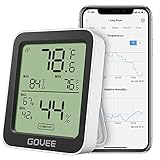 Govee Thermometer Hygrometer, Accurate Indoor Temperature Humidity Sensor with Notification Alert, LCD Bluetooth Temp Humidity Monitor with Data Storage for House Garage Greenhouse Wine Cellar