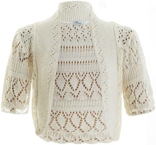 Girls Bolero Crochet Knitted Cardigan Kids Shrugs Top Age 2-13 Years