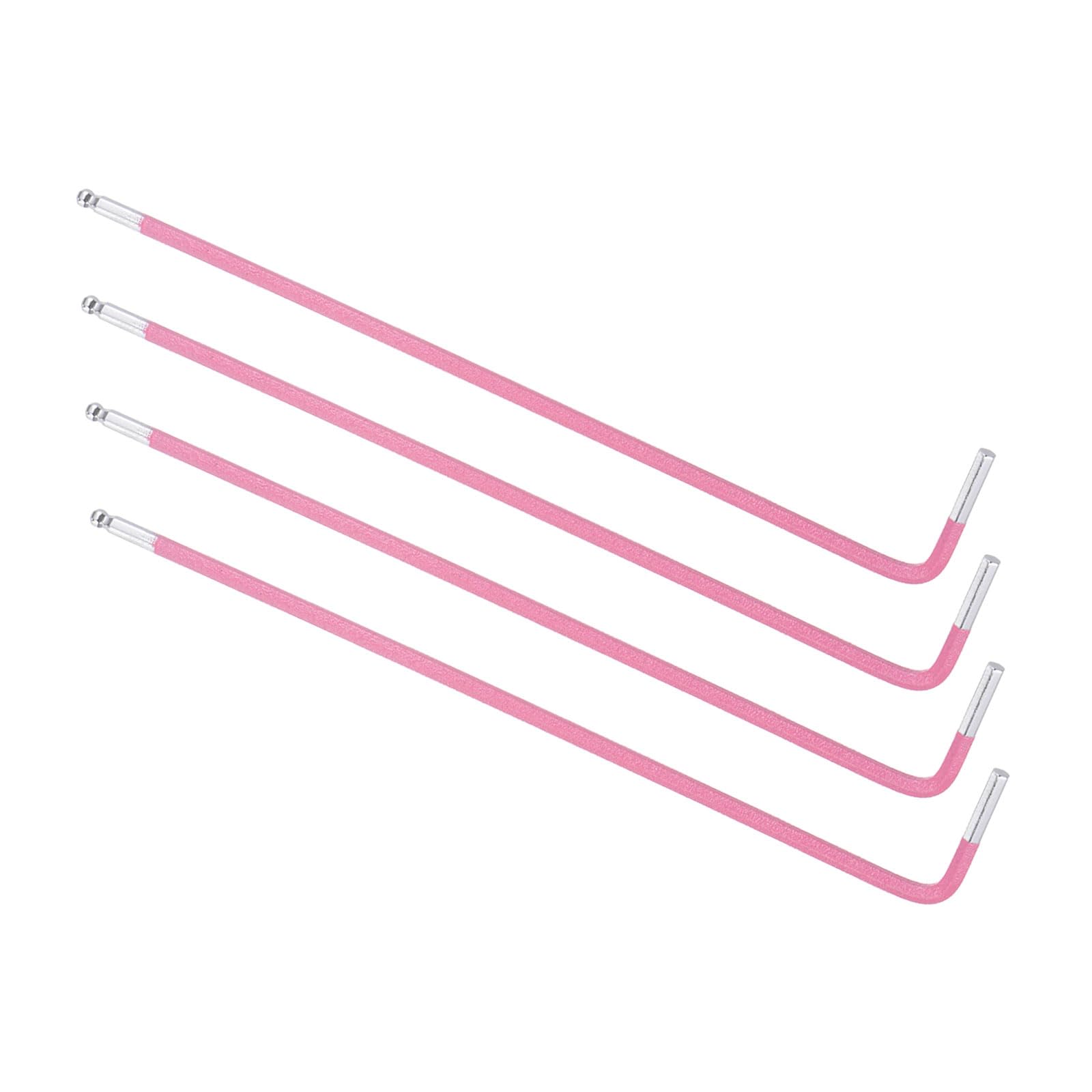 CoCud L-Handle Ball End Hex Key Wrench, 2mm Metric, S2 Steel L-Shape Long Arm Hexagon Head Spanner Pink - (Applications: for Home Repair and Mechanical Maintenance), 4-Pieces