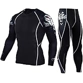 Workout Set Compression Shirt Pants Top Long Sleeve Sports Tight Base Layer Quick Dry & Moisture-Wicking