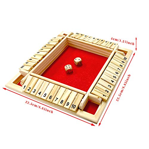DCBEAUTIFUL Shut The Box Dice Game, 24 Players Classic Board Game for