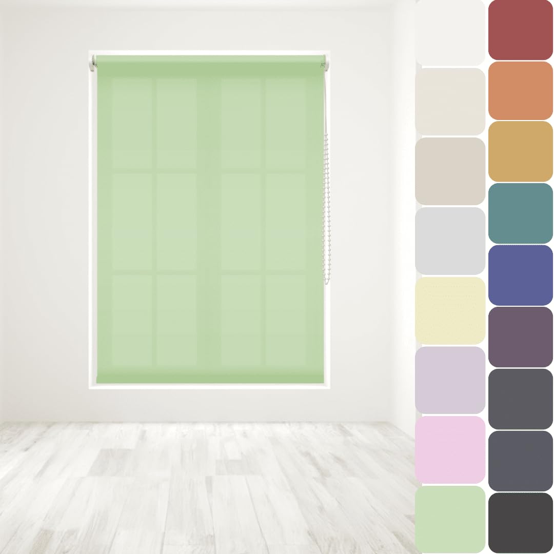 Straight Edge Dim-Out Roller Blind - Easy Fit Home Office - 60cm Width x 160cm Width Drop - Lime Green