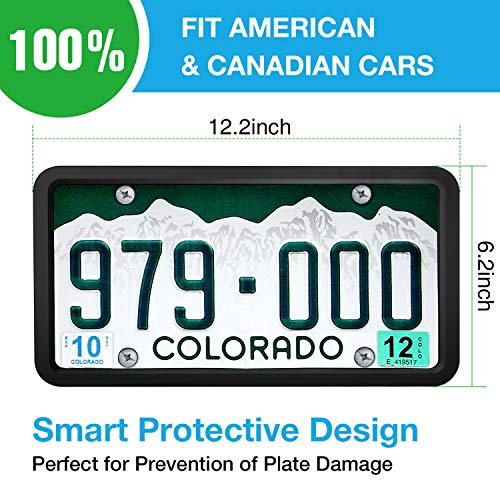 Annwer Silicone License Plate Frame,2-Pack 4 Holes Car Licenses Plate Covers Holders Frames for Plates