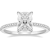 EAMTI 1/2/3/4CT 925 Sterling Silver Engagement Rings Radiant Cut Solitaire Cubic Zirconia CZ Wedding Promise Rings for Her Wedding Bands for Women Size 3-11