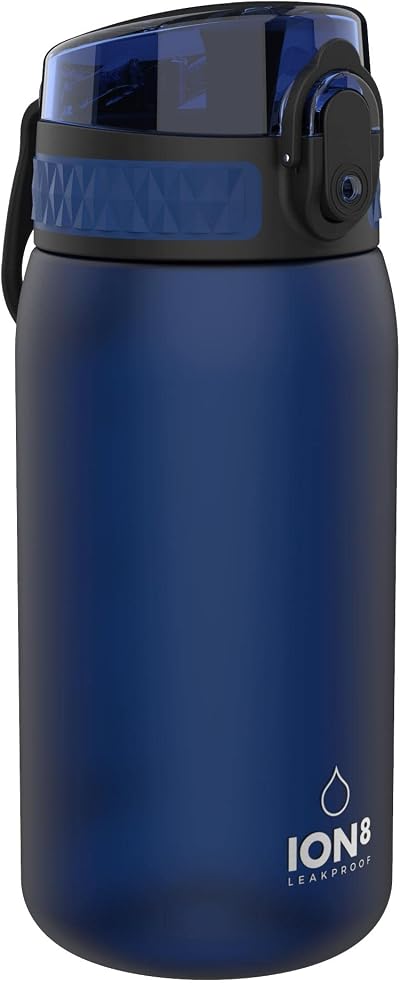 Ion8 Kids Water Bottle 350 ml Navy Blue Leak Proof Easy Open Dishwasher Safe