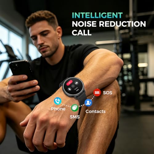GPS Smart Watch for Men, 1.32" AMOLED Display, 5ATM Waterproof, Fitness Tracker with Bluetooth Calls, 110 Sports Modes, Compass, Barometer, Heart Rate/SpO2/Stress/Sleep Monitor, Android iOS 42mm Black