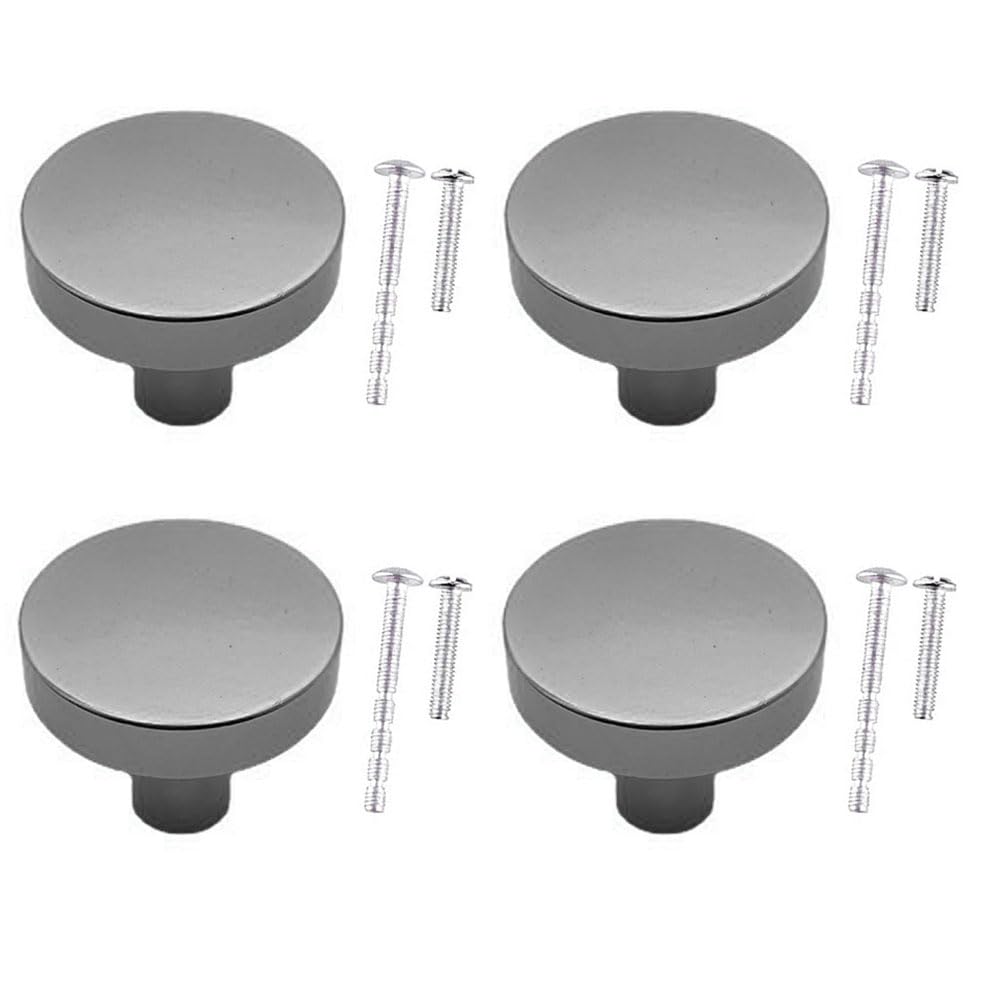 WAenZeeNH 4 Pcs Kitchen Cabinet Knobs 30mm Round Dresser Drawer Knobs Round Grey Cabinet Knob Bedroom Drawer Pulls with Mounting Screws for Cupboard Closet Drawer Door