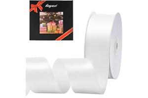 LIUYAXI Solid Color Double Faced White Satin Ribbon 1-1/2" X 50 Yards, Ribbons Perfect for Crafts, Wedding Decor, Bow Making, Sewing, Gift Package Wrapping and More