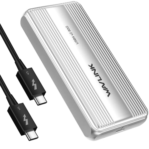 WAVLINK M.2 NVMe 80Gbps SSD Enclosure with Cooling Fan Compatible Thunderbolt5/USB4 V2.0, Supports B+M Key/M-Key NVMe 2280 SSD