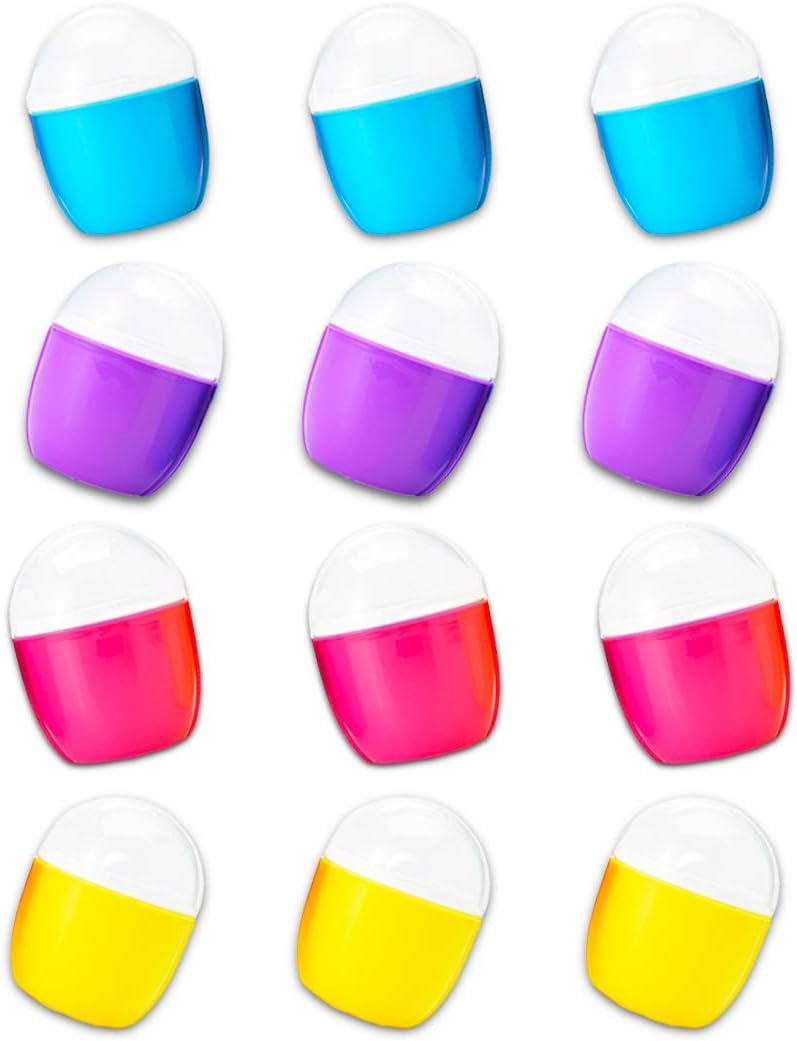 Funtastic Party Favor Cups for Kids Boys Girls Birthday with Lids ~ 12 Colorful Plastic Party Favor Containers with Clear Lid for Candy, Toys, Favors and More (3.5"x2.2"x2.2"; Party Favor Boxes)