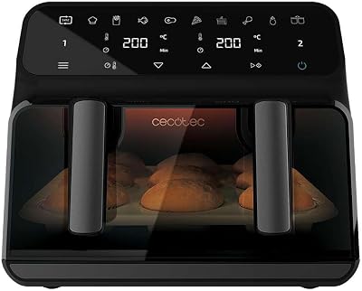 Friggitrice ad Aria Cecofry Advance 9000 Window Plus. 9L o Doppio Cestello 4,5L, 2200W, Temperatura Duale, 8 Menu, Pannello Touch, Finestra Visione, Cottura Rapida Uniforme