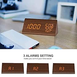 JALL Digital Alarm Clock, with Wooden Electronic