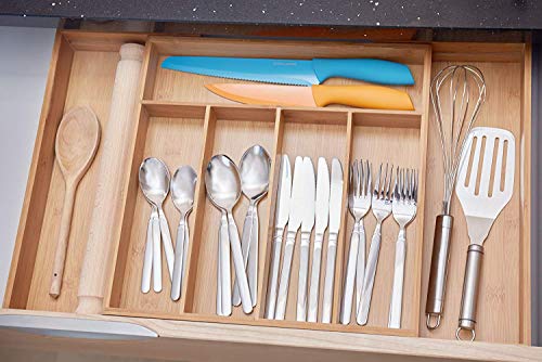 Growsun Bamboo Drawer Utensil Organizer Expandable Kitchen Cutlery Utility Tray,100% Pure Nature Bamboo - Thumbnail 6