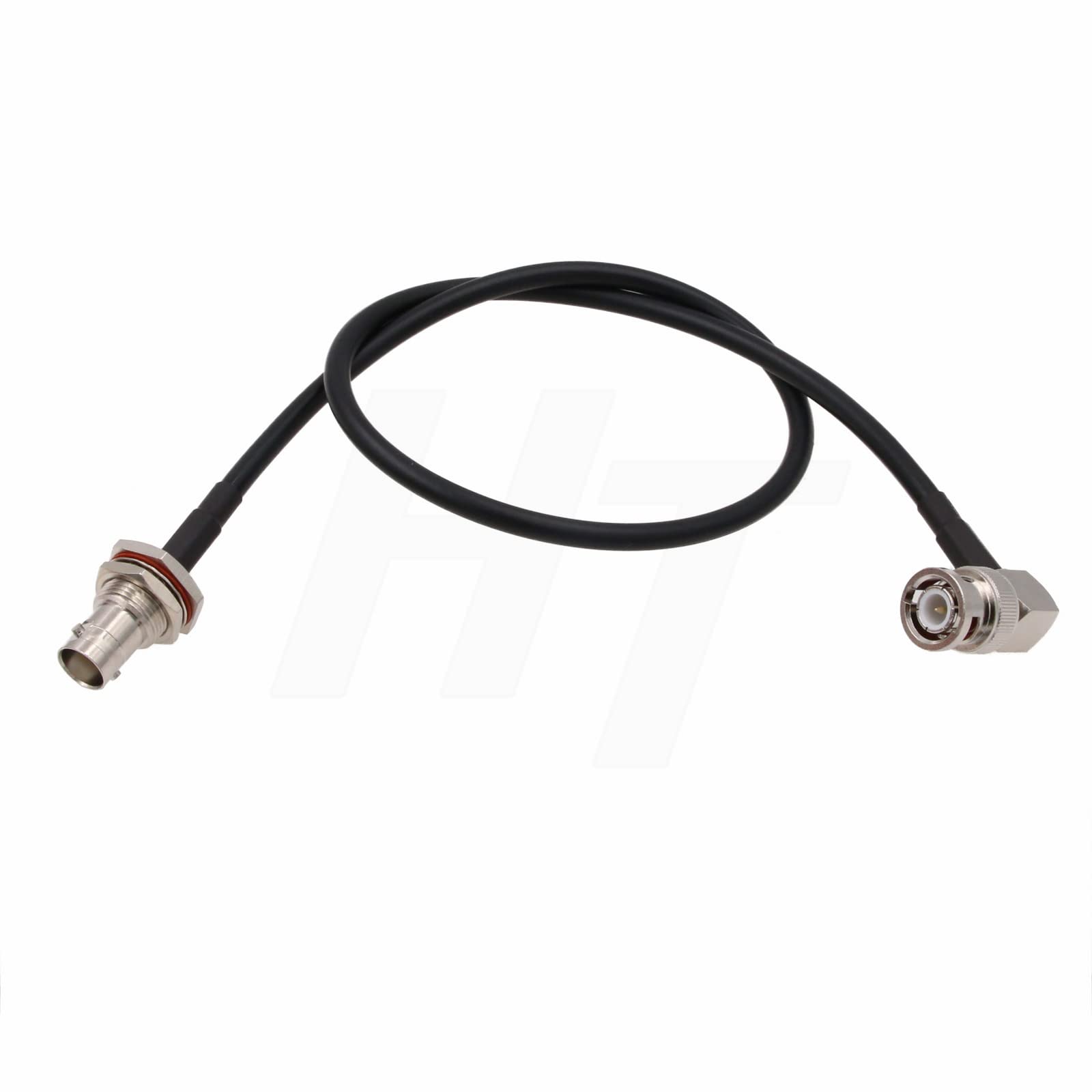 HangTon 6G SDI RF Coax 50 Ohm Cable Right Angle BNC Male to BNC Female Bulkhead Mount, Double Shielded Low Loss RG223 for Camera Monitor Video Antenna GPS Radio (1)