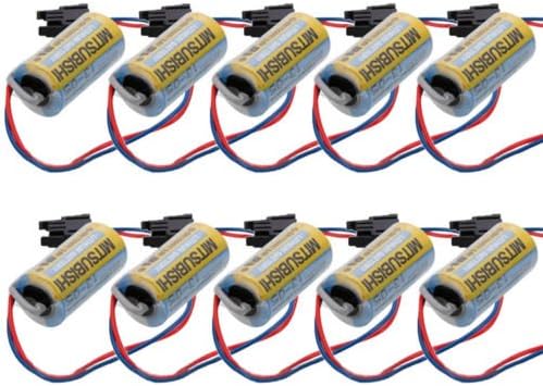 Topchances Mitsubishi PLC Battery A6BAT ER17330V Size 2/3A 3.6V Li-ion Battery +Plug (10)