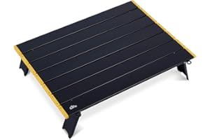 iClimb Ultralight Compact Mini Beach Picnic Folding Alu. Table with Carry Bag, Two Size (Black - L)