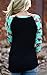KUFV®Womens Prints Florals 3/4 Sleeve Crew Neck Top Tshirt (L, Black)