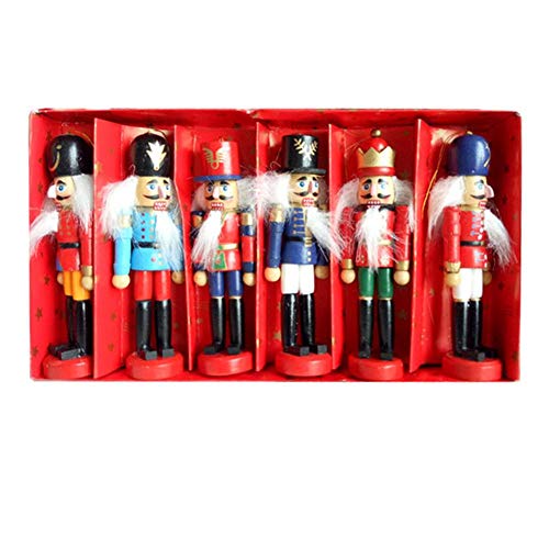 Per Newly 6PCS Wooden Soldier Christmas Nutcracker Puppet Doll Set Decoration Figurine Gift Box Ornament Decorative Toys Set - Thumbnail 6