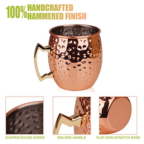Hossejoy Moscow Mule Becher Umfasst 2 x Kupferbecher 550ML & 2 Trinkhalme – Großartig für Cocktail Gekühlte Getränk… – Bild 5