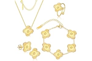 CARVENSEY LUCKY CLOVER 18K Gold Plated Jewelry Set for Women With Gift Packaging Box, Gift for Women for Birthday, Vlentine's Day, Chiristmas, New Year, Anniversary