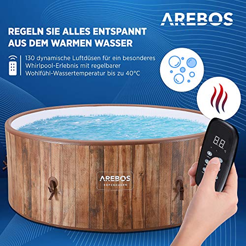Arebos aufblasbarer Whirlpool | extra dünn | In- & Outdoor | 7 Personen | ⌀ 180 cm | Drop-Stitch-Technologie | 130… – Bild 4