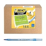 BIC Round Stic Xtra Life Ballpoint Pen, Medium Point (1.0mm), Blue, 144-Count
