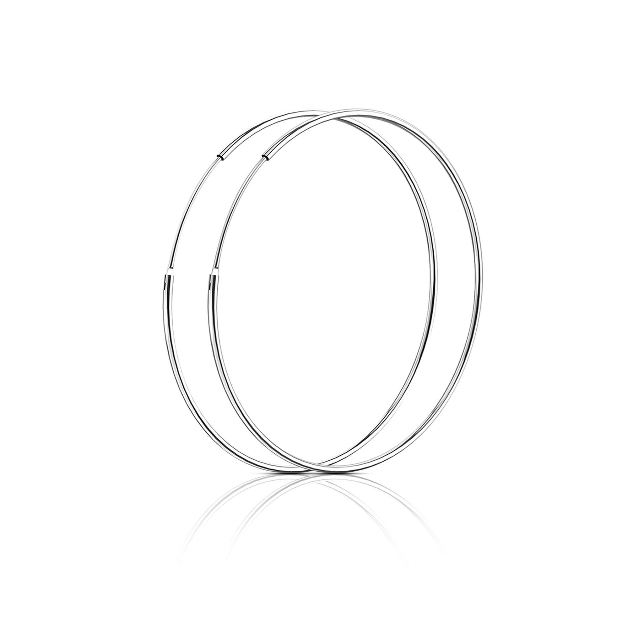 SOSMAR Genuine 925 Sterling Silver Endless Hoop Earrings for Women Girls Boys Simple Polished Big Round Circle Endless Hoops Earrings -30 mm