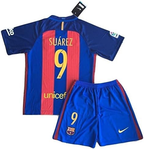 2016-2017 Luis Suarez #9 New FC Barcelona Home Jersey &amp; Shorts for Kids/Youth (7-8 Years Old)