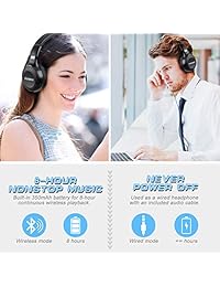 ELEGIANT Audífonos sobre oreja inalámbricos Bluetooth con micrófono y modo con cable, HiFi estéreo, audífonos ajustables y plegables con control de volumen, soporte para tarjeta TF, función FM, pantalla LCD grande, Negro